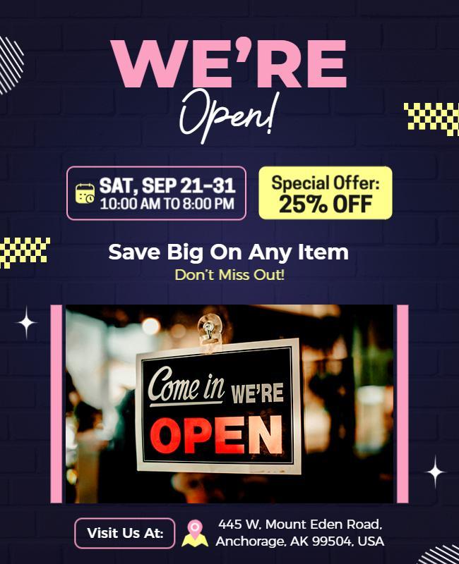 Colorful Modern Retail Store Opening Sale Poster Template