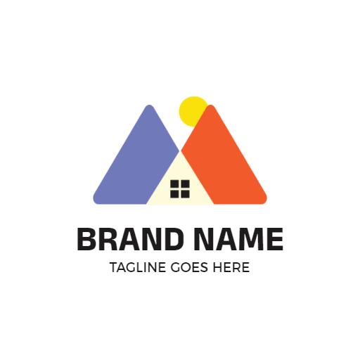 Colorful Mountainous Landscape Represents Real Estate Industry Logo Template