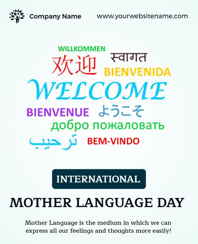 Colorful Multilingual Welcome for International Mother Language Day Poster Template
