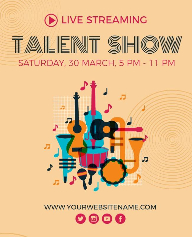 Colorful Music Instruments Talent Show Poster Template