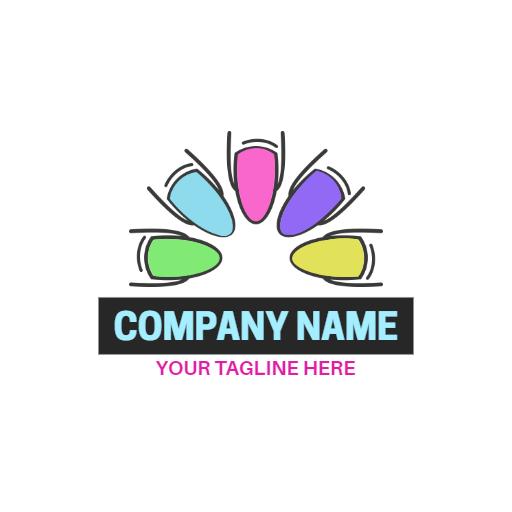 Colorful Nail Art Design Showcasing Creative Styles Logo Template