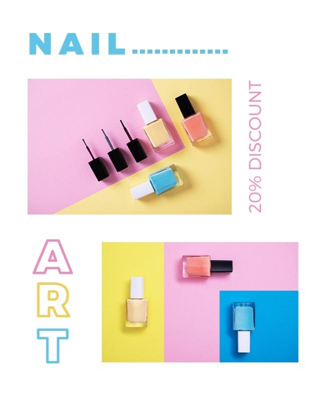 Colorful Nail Photo Collage Flyer Template