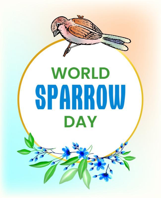 Colorful Nature-Inspired World Sparrow Day Celebration Poster Template