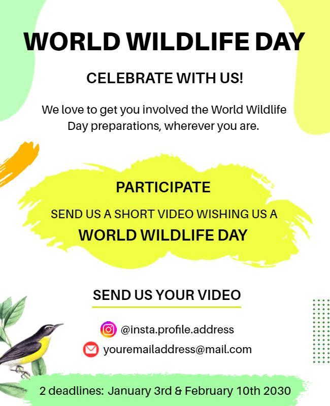 Colorful Nature-Themed World Wildlife Day Celebration Poster Template