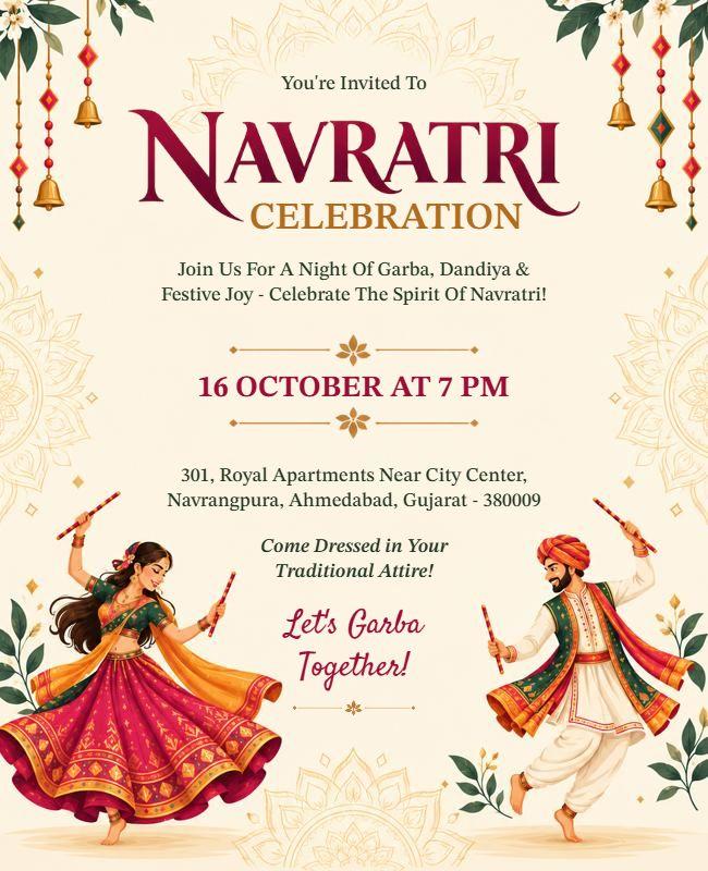Colorful Navratri Event Invitation Flyer Template