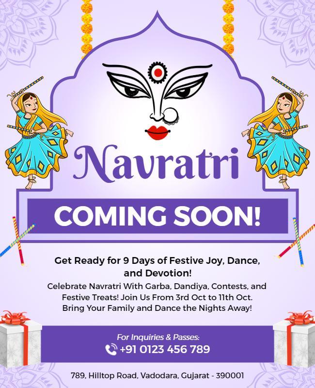 Colorful Navratri Festival Dance Celebration Poster Template