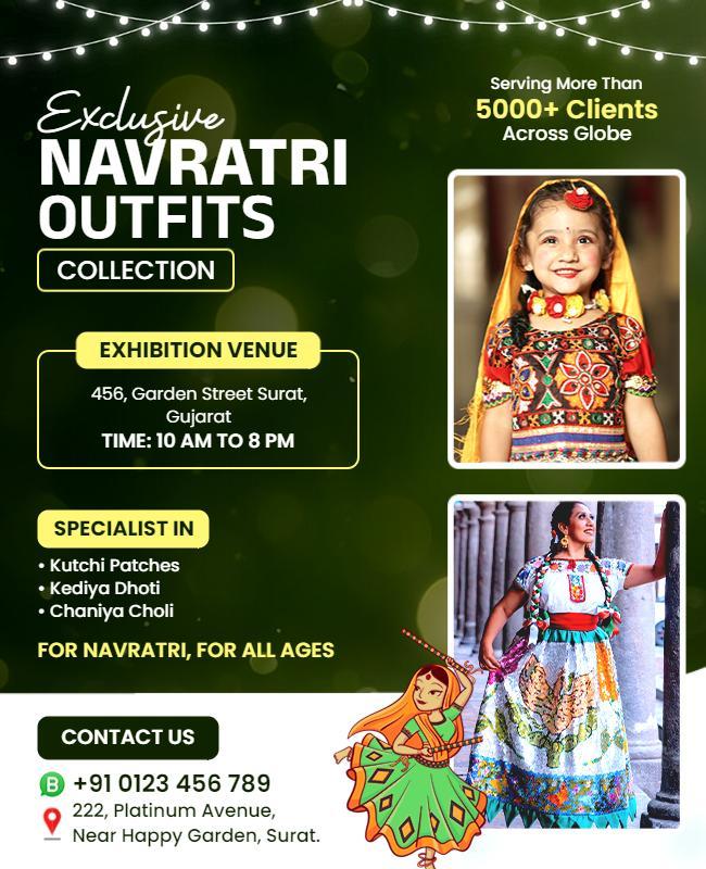 Colorful Navratri Outfits Exhibition Collection Poster Template