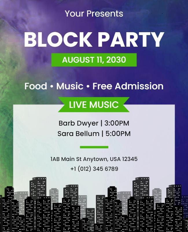 Colorful Neighborhood Block Party Flyer Template