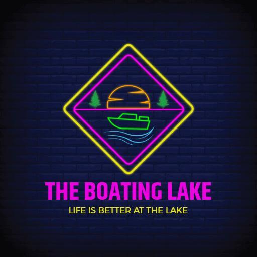 Colorful Neon Sunset Over Water Signifying Boat Adventures Logo Template