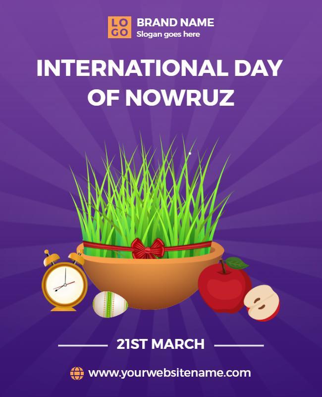 Colorful Nowruz Celebration with Sprouting Grass Poster Template