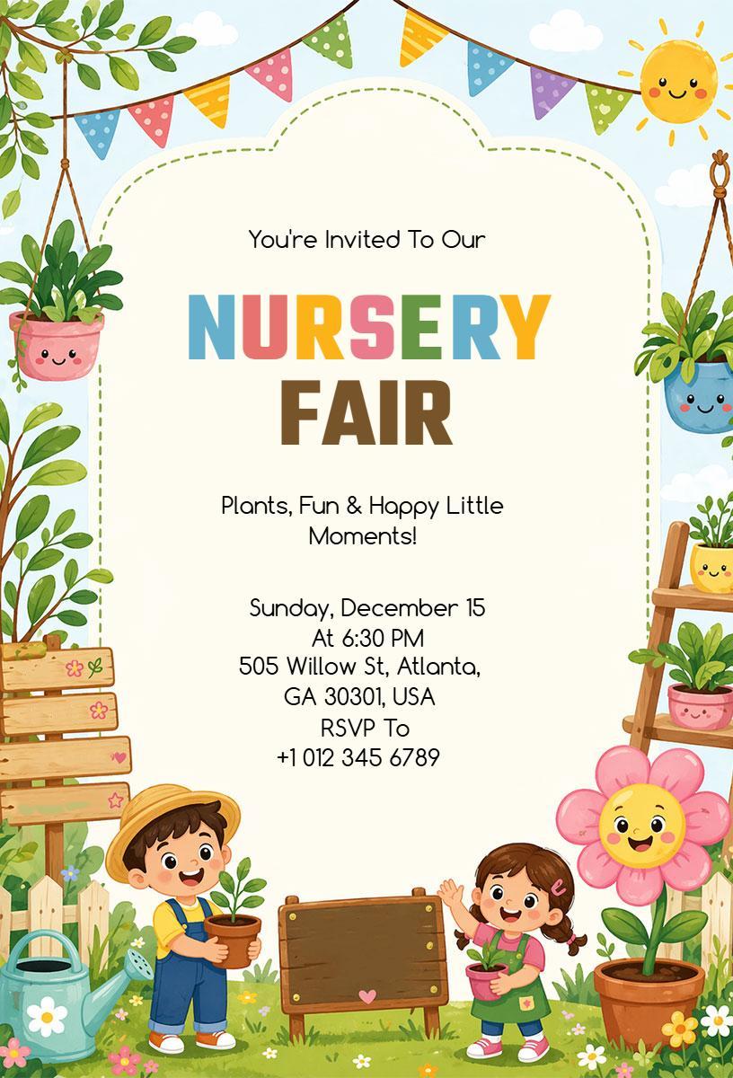 Colorful Nursery Fair Plant Celebration Invitation Template