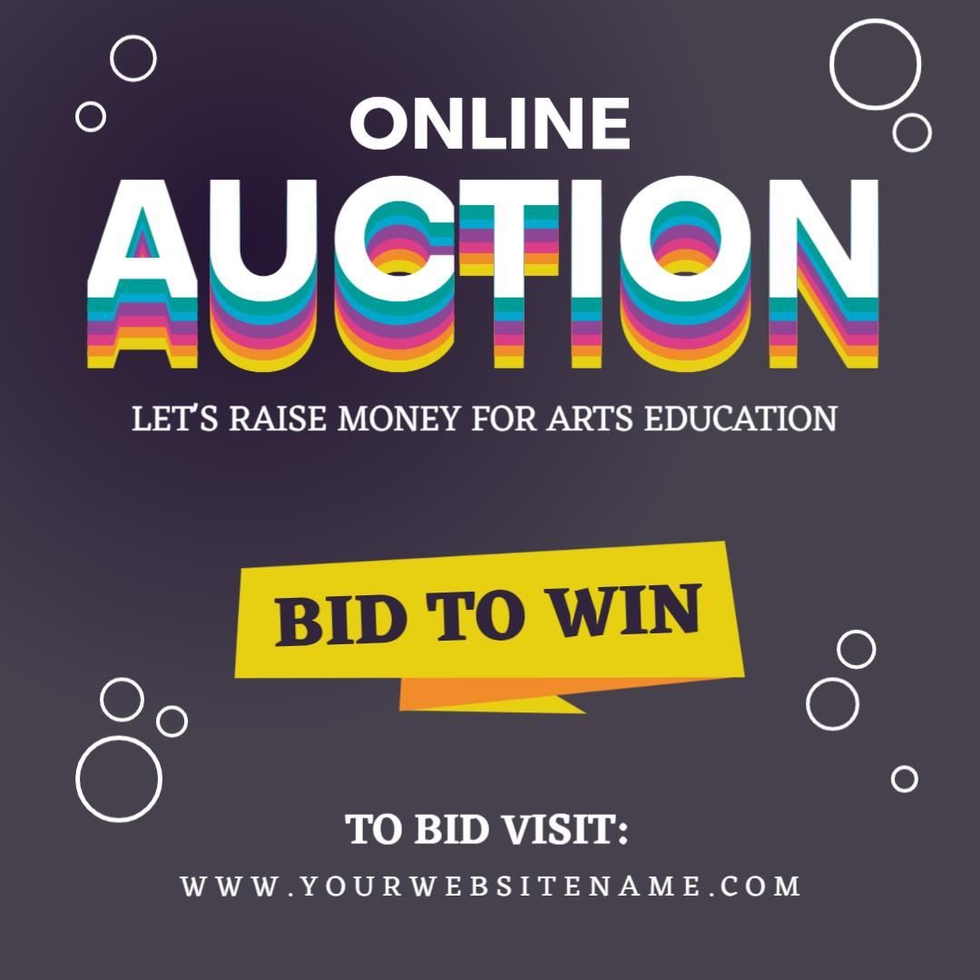 Colorful Online Auction for Arts Education Fundraising Ad Template