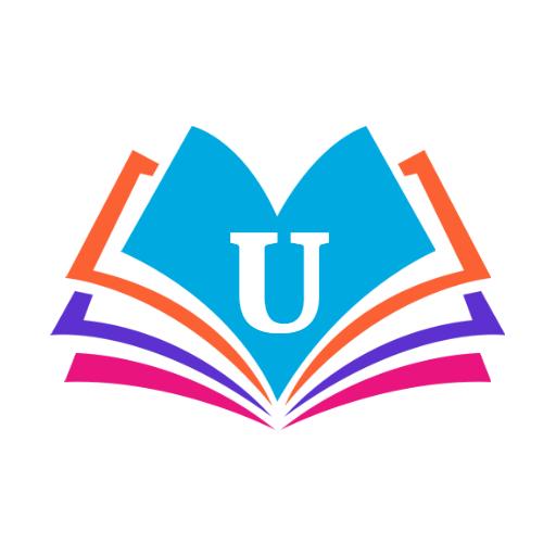 Colorful Open Book and Letter U Design Representing Alphabet Logo Template