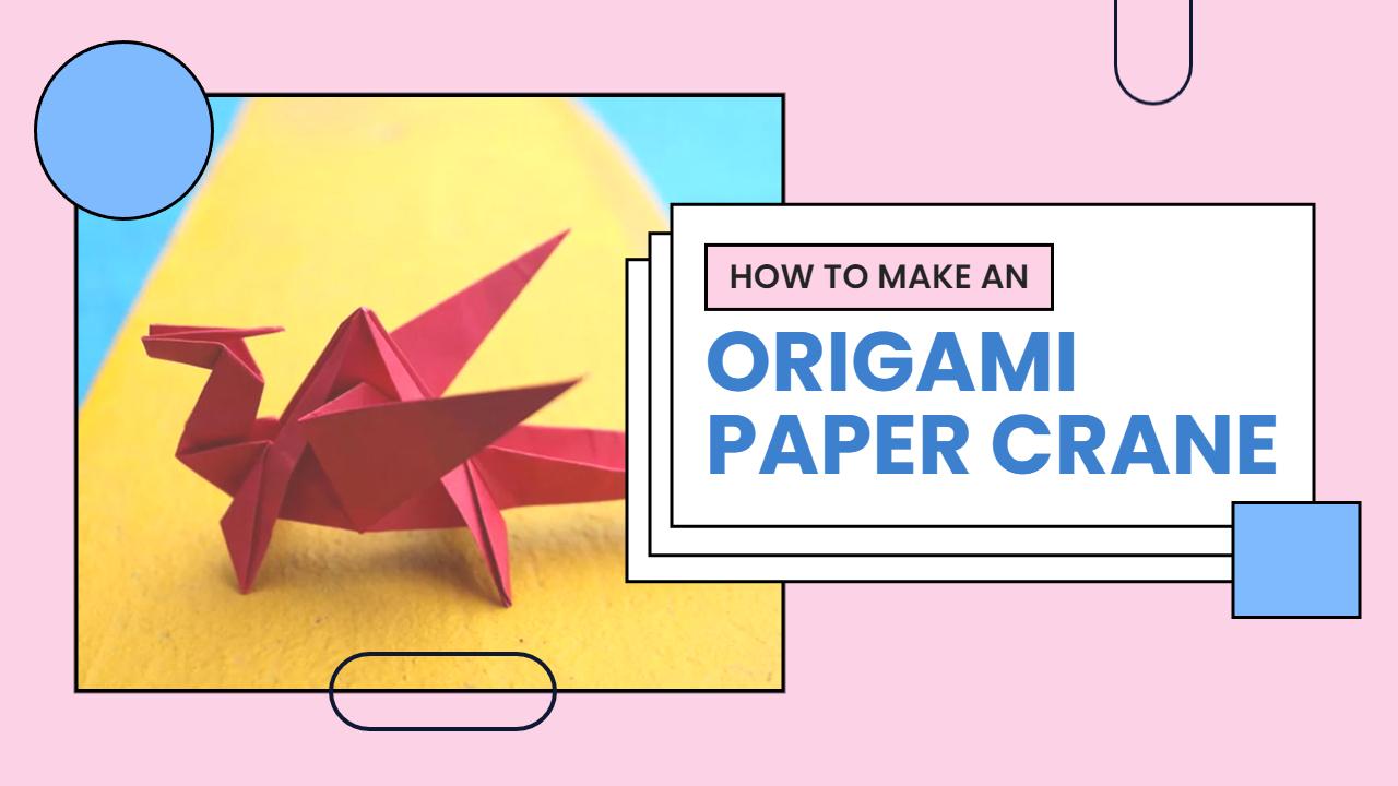 Colorful Origami Paper Crane Craft Tutorial YouTube Thumbnail Template