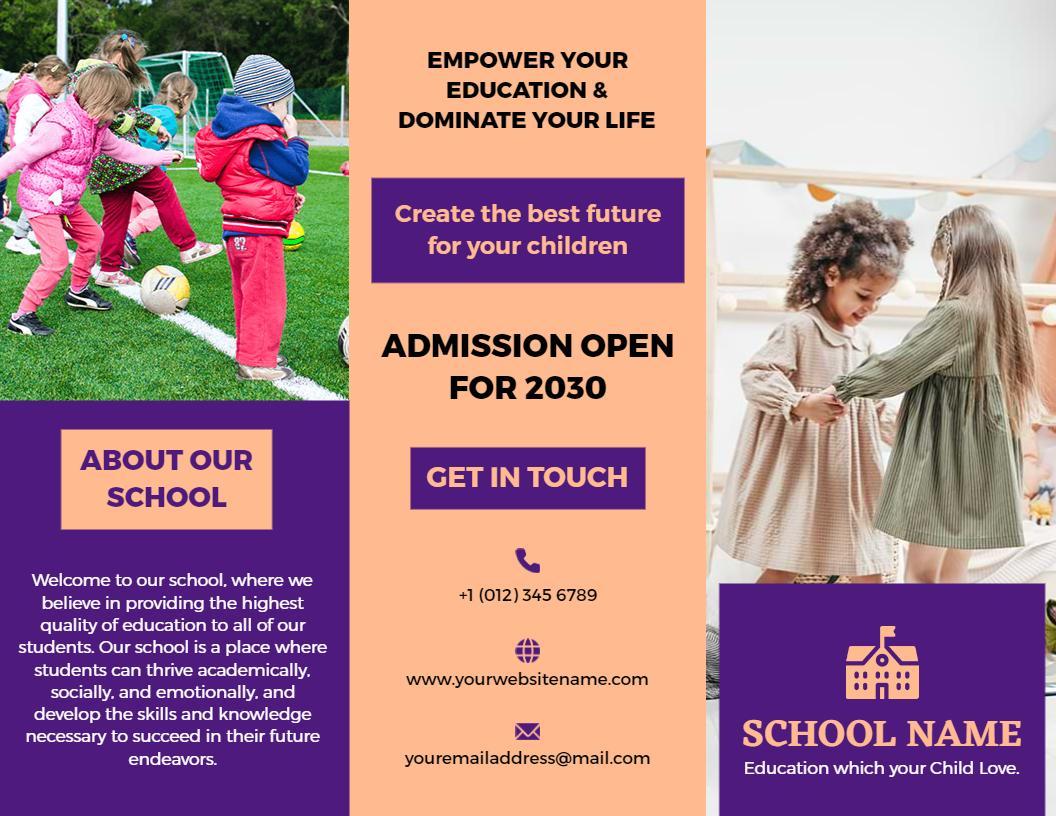Colorful Outdoor Activities and School Admission Brochure Template