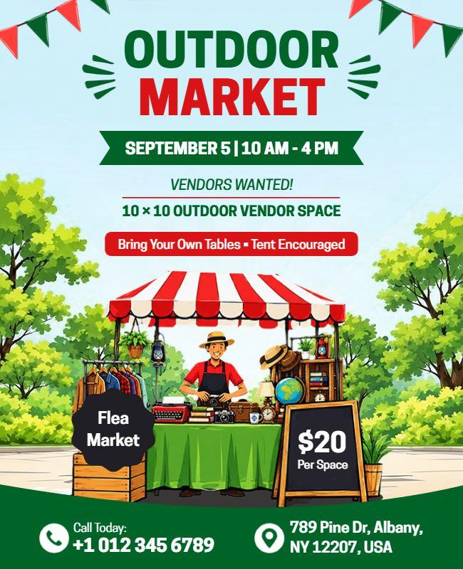 Colorful Outdoor Vendor Space Marketplace Flyer Template