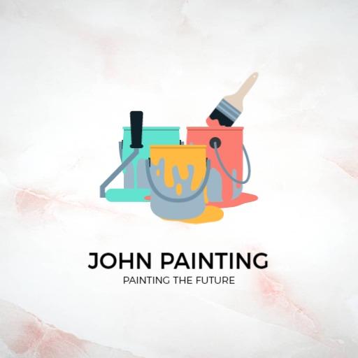 Colorful Paint Buckets Representing Professional Painting Logo Template