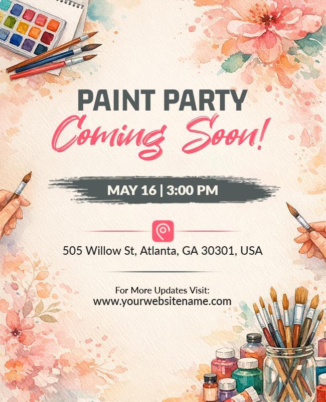 Colorful Paint Party Coming Soon Flyer Template