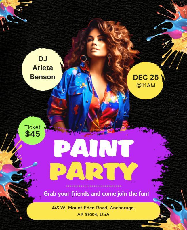 Colorful Paint Party Event Flyer Template