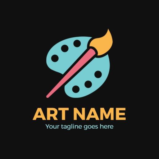 Colorful Palette and Brush Representing Artistic Creativity Logo Template