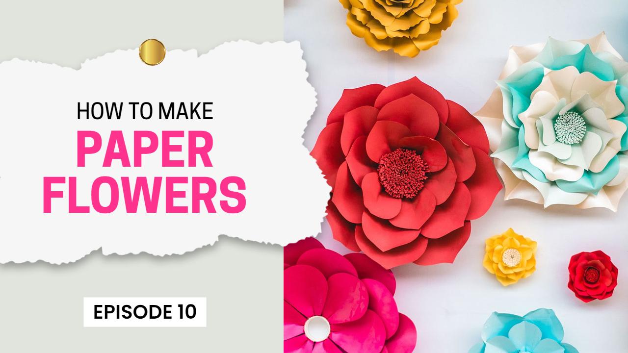 Colorful Paper Flower Crafting Tutorial YouTube Thumbnail Template