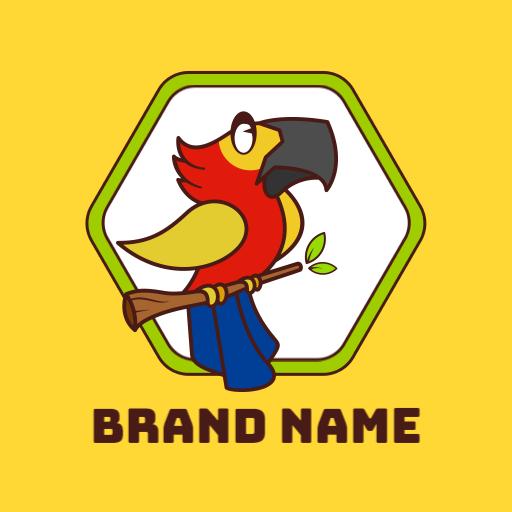 Colorful Parrot Design in Hexagon for Retro Brand Logo Template