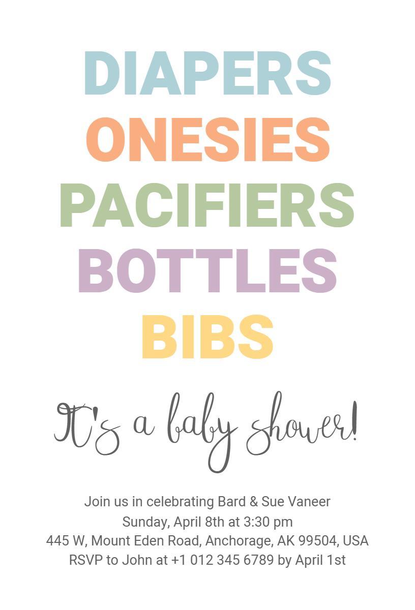 Colorful Pastel Baby Shower Celebration Invitation Template