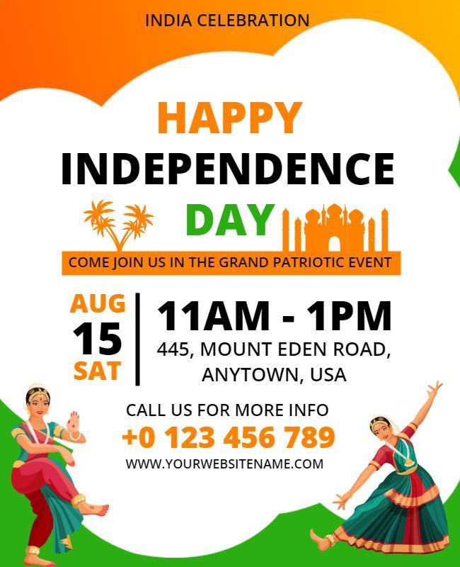 Colorful Patriotic Indian Independence Day Celebration Flyer Template