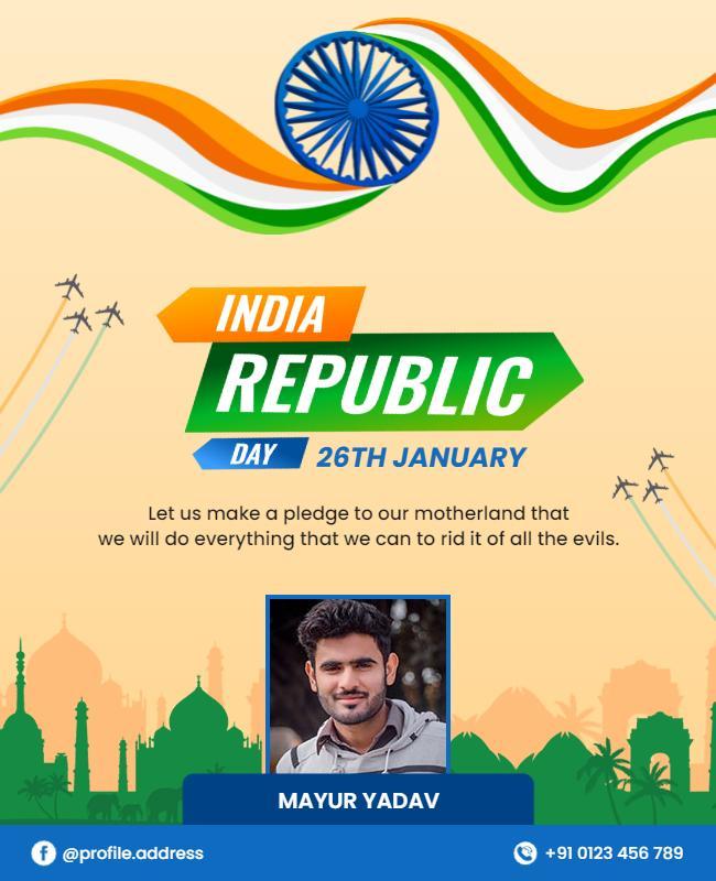 Colorful Patriotism Theme for India Republic Day Poster Template