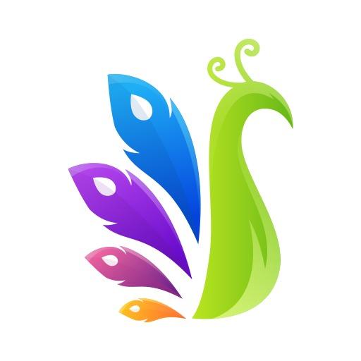 Colorful Peacock Design Showcasing Vibrant Feathers Logo Template