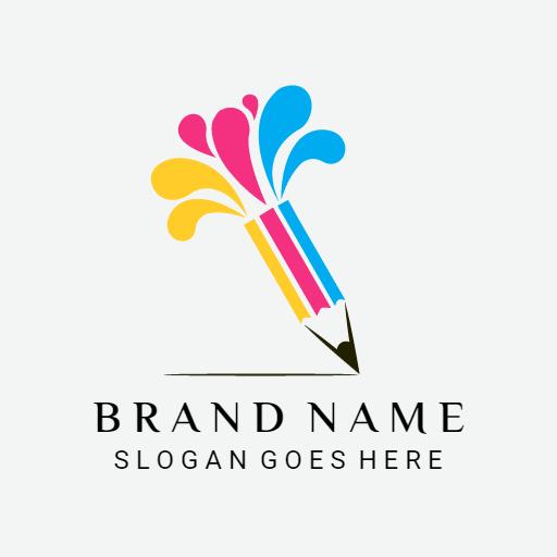 Colorful Pencil Creating Artistic Impressions in Drawing Logo Template
