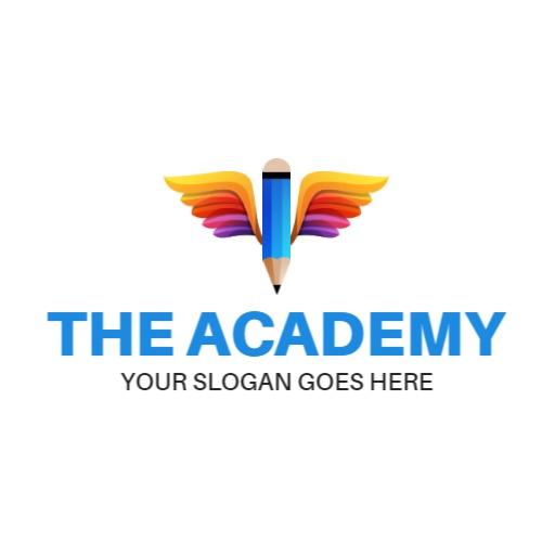 Colorful Pencil With Wings Symbolizing School Excellence Logo Template