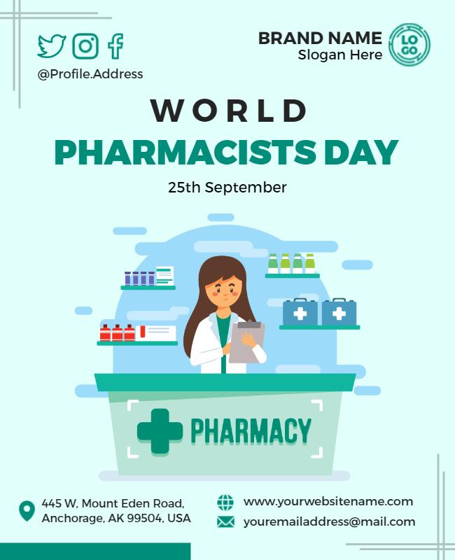 Colorful Pharmacy Themed World Pharmacists Day Poster Template
