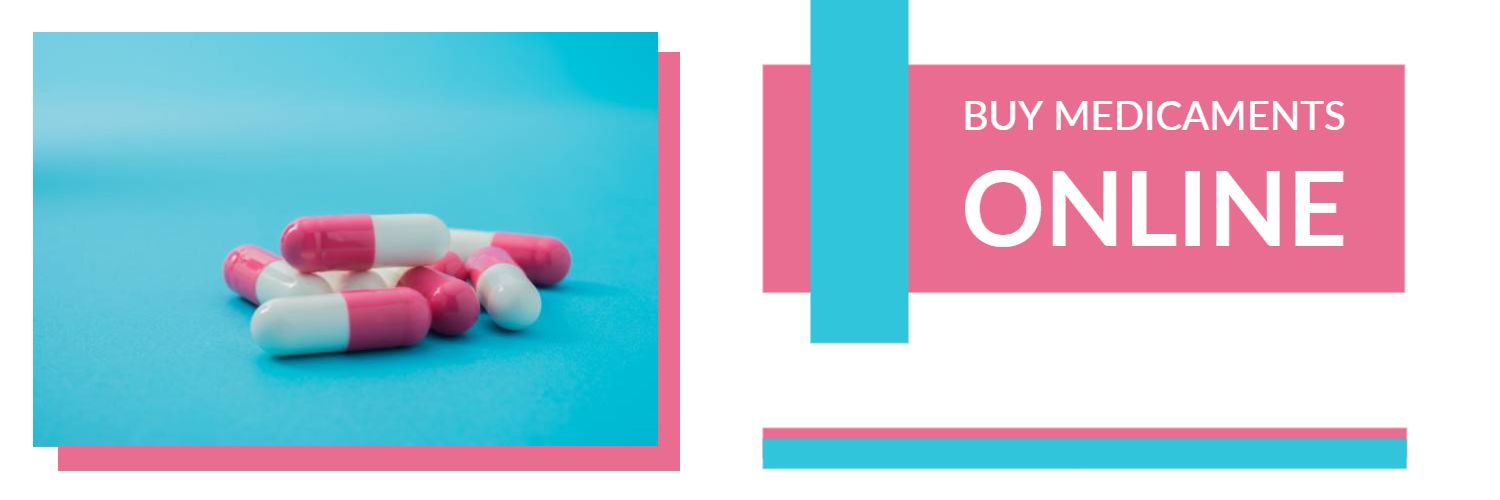 Colorful Pill Design Promoting Buy Medicaments Online Twitter Banner Template