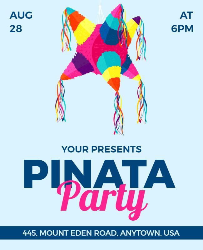 Colorful Pinata Party Celebration Flyer Template