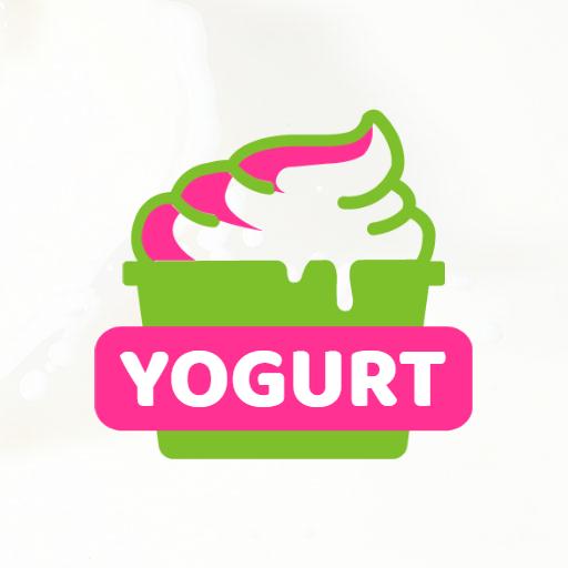 Colorful Pink and Green Yogurt Cup for Delicious Desserts Logo Template