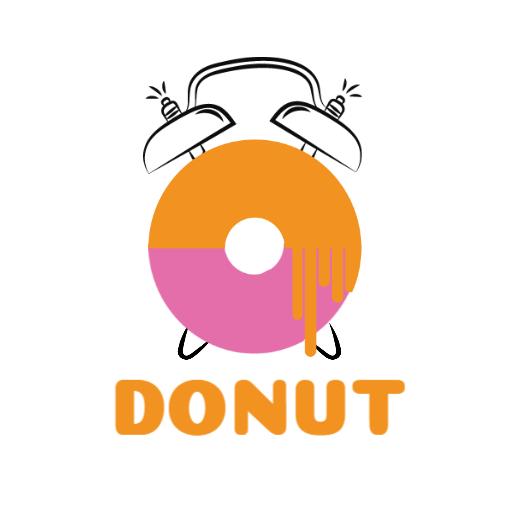 Colorful Pink and Orange Donut with Alarm Clock Logo Template