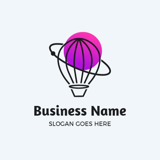Colorful Pink and Purple Hot Air Balloon Design Logo Template