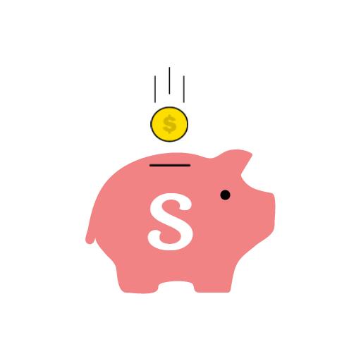 Colorful Pink Piggy Bank with Alphabetical Elements Logo Template