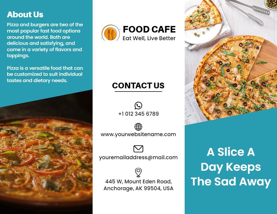 Colorful Pizza Menu and Cafe Services Brochure Template