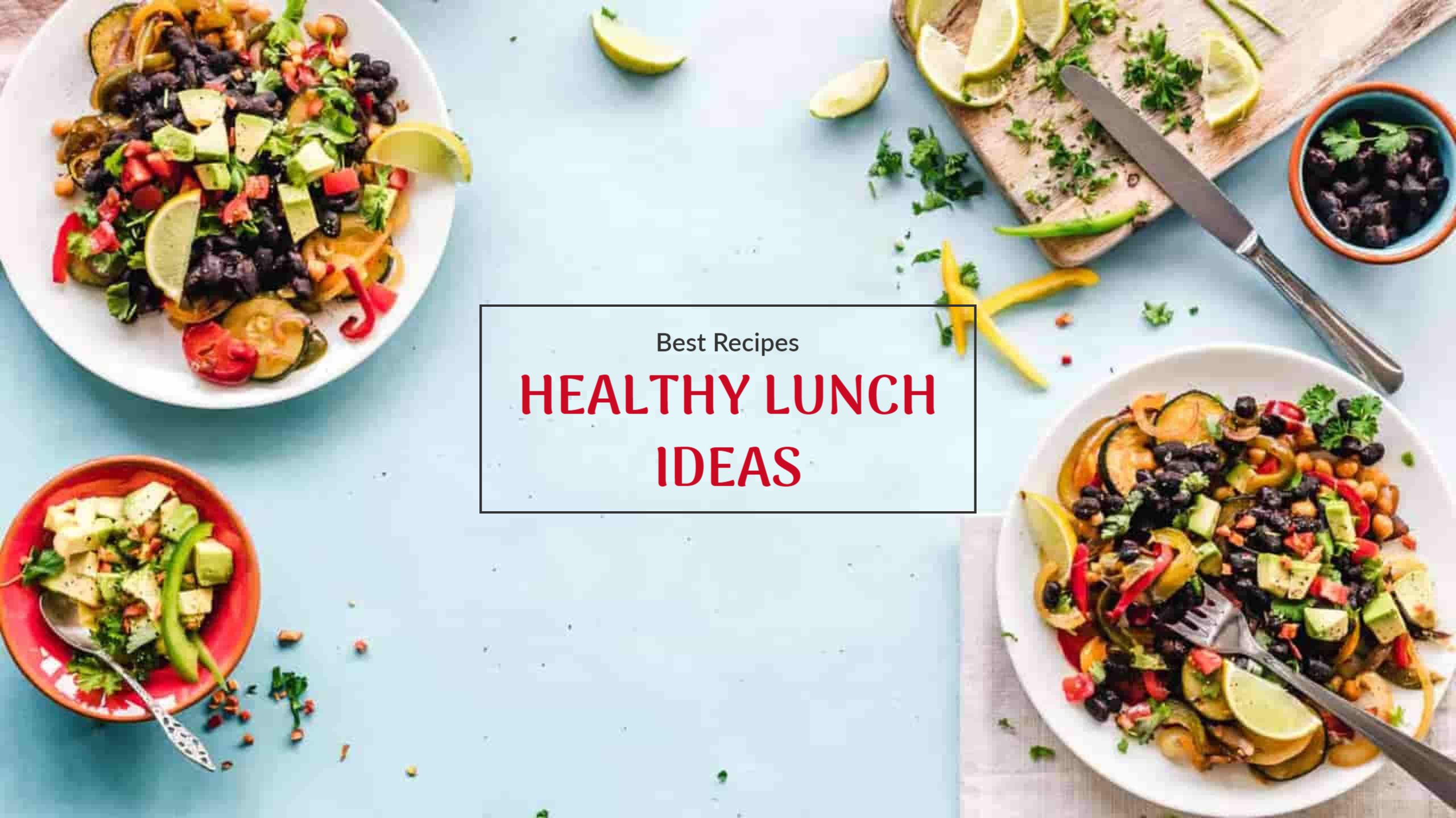 Colorful Plates of Fresh Ingredients for YouTube Healthy Lunch Banner Template
