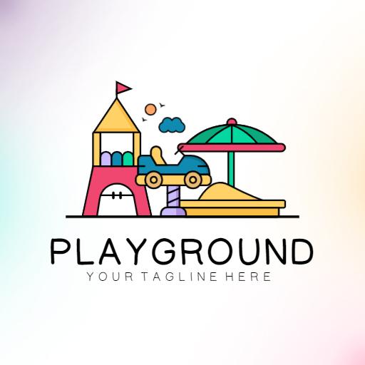 Colorful Play Structure and Sandbox Design for Playground Logo Template