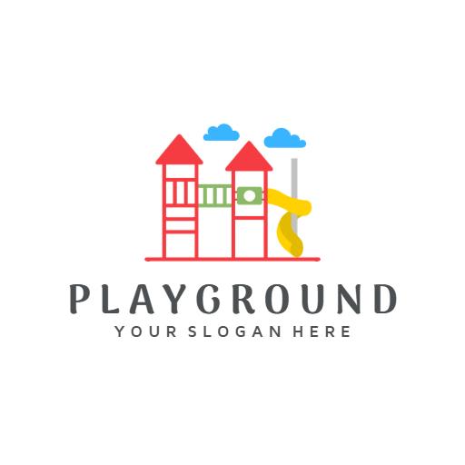 Colorful Play Structure with Slides and Kids Playground Logo Template