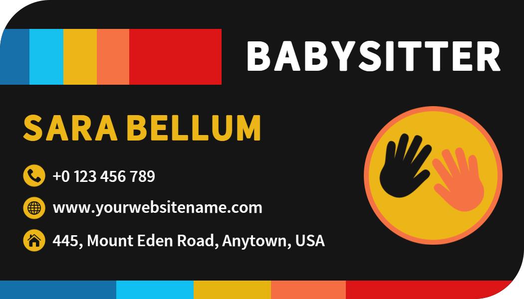 Colorful Playful Babysitting Service Business Card Template