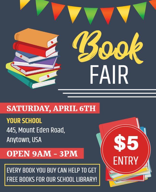 Colorful Playful Book Fair Event Poster Template