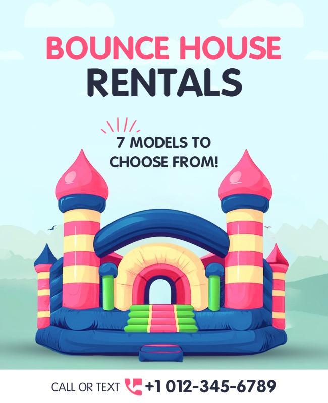 Colorful Playful Bounce House Rentals for Kids Poster Template
