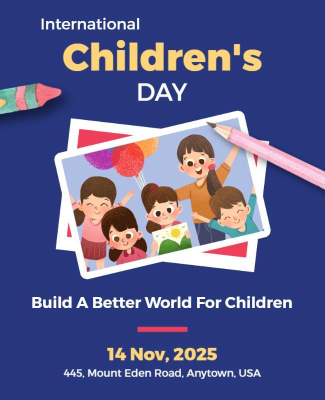 Colorful Playful Children's Day Celebration Poster Template