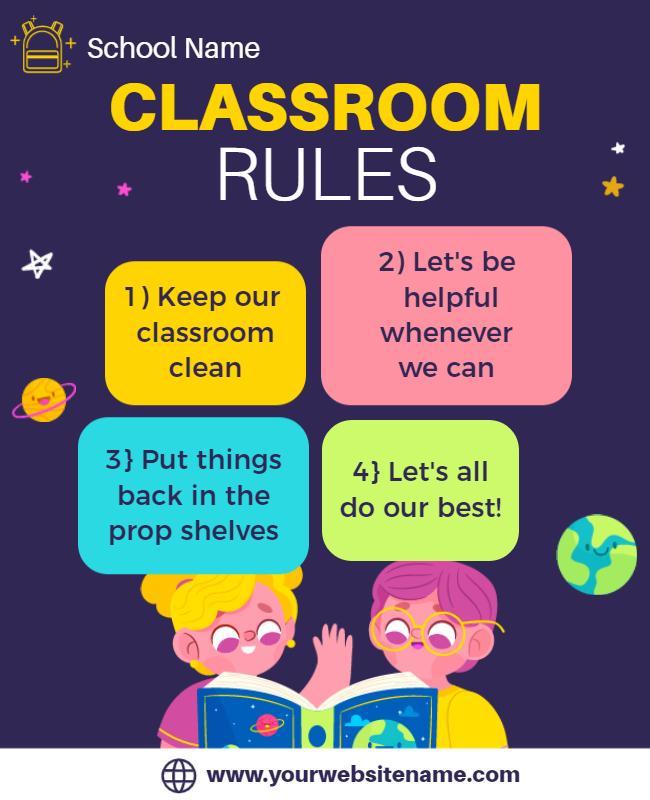 Colorful Playful Classroom Rules Poster Template
