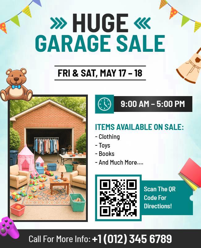 Colorful Playful Decoration for Huge Garage Sale Flyer Template