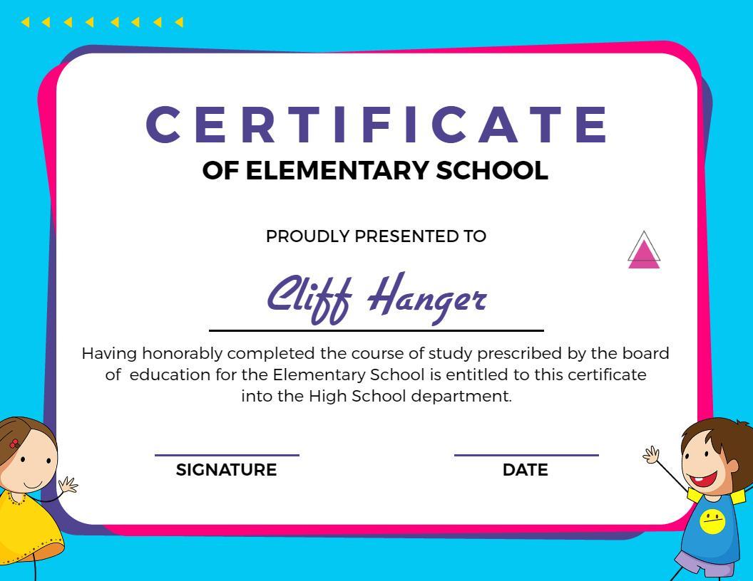 Colorful Playful Elementary School Achievement Certificate Template